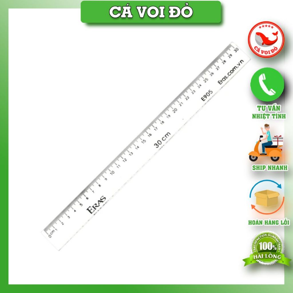 Thước kẻ trắng eras 30cm + 20cm (E905 +E904)
