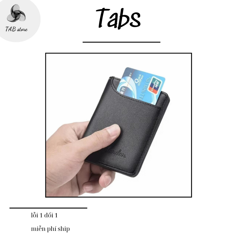 Ví da nam nhỏ gọn, gập đôi, dạng đứng, thời trang phong cách hàn quốc, siêu mỏng