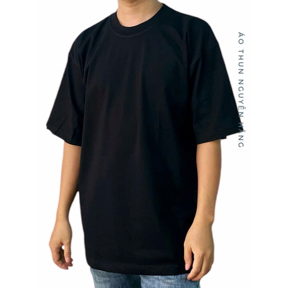 Áo Thun Oversize Trơn Cotton 250gsm Áo Thun Nguyễn Hằng Cổ Tròn Tay Lỡ Nam Nữ