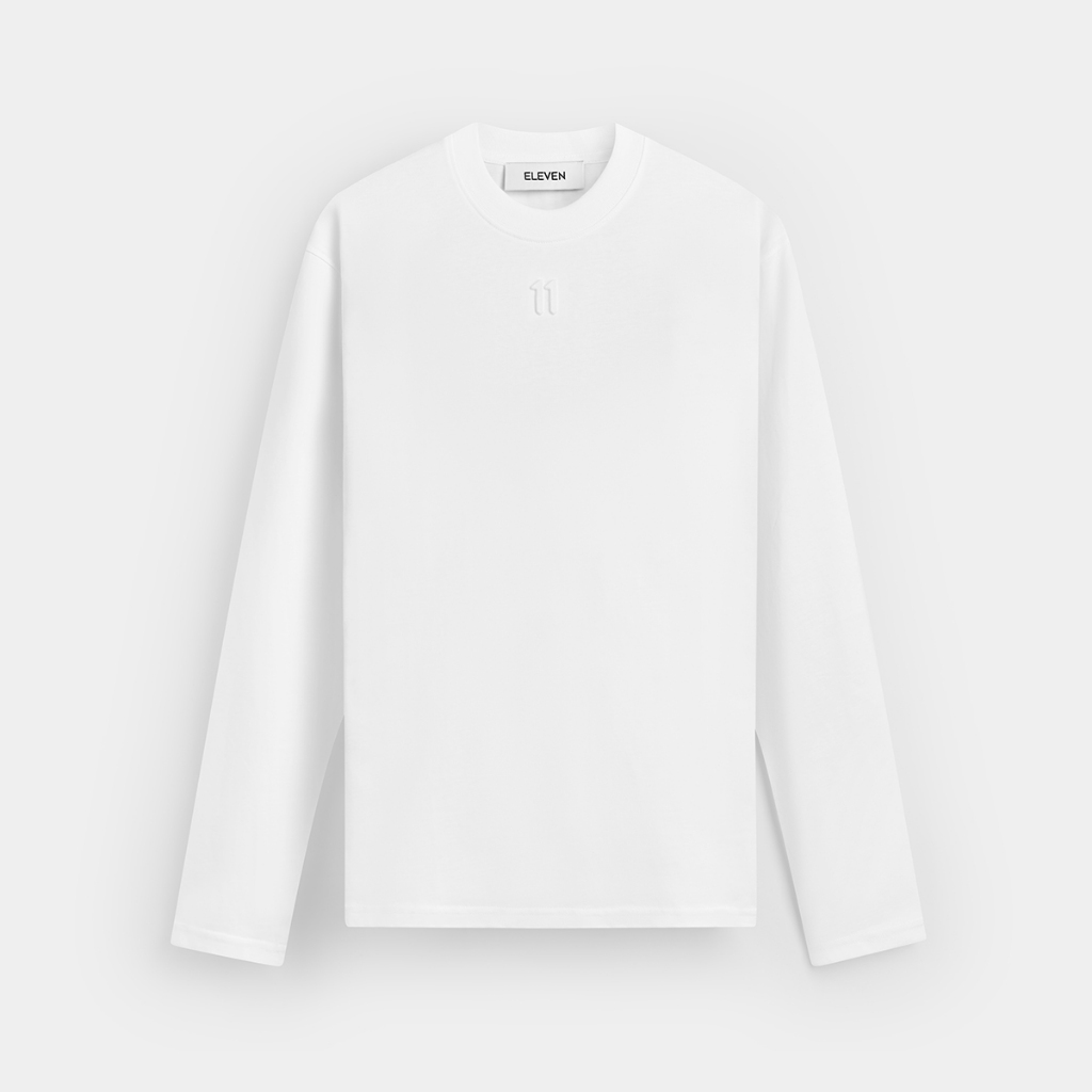 ELEVEN - Áo thun dài tay in số 11 3D màu Trắng