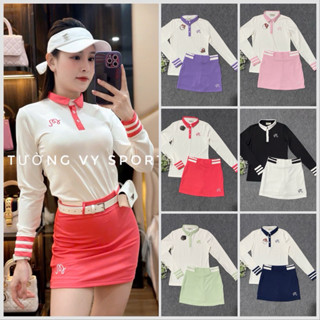 Sét thể thao nữ áo dài tay và chân váy chơi golf tennis pickleball lên phom xinh váy bên trong có quần và túi