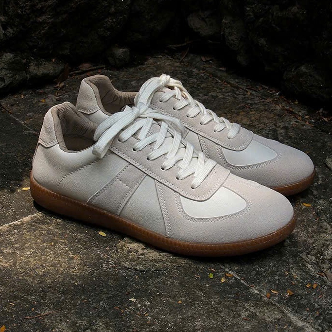 Giày Thể Thao Nam GAT Shoes, Đế Cao Su Da Lộn Mềm Mại Màu Xám Trắng