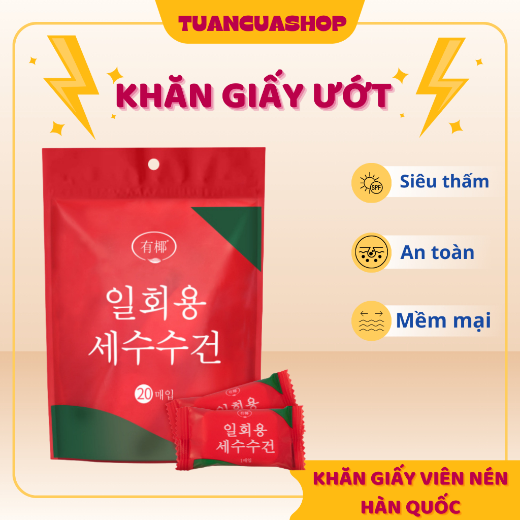 Túi 50 Khăn Giấy Hàn Quốc Siêu Mềm Mịn, An Toàn Cho Da Dạng Viên Nén Đa Năng, Mang Đi Du Lịch Tiện Lơi· (Kgn20)