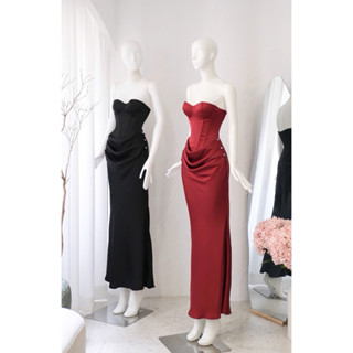 Đầm Lụa Cúp Ngực Dán Corset Ôm Body Tôn Dáng Thiết Kế Dự Tiệc Cao Cấp