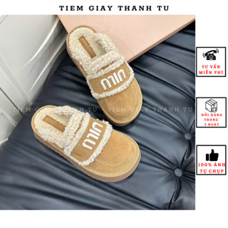 (A299)Dép sục lông nữ, dép sục nữ đế bánh mỳ 5cm lót lông cừu hàng QCCC fullbox