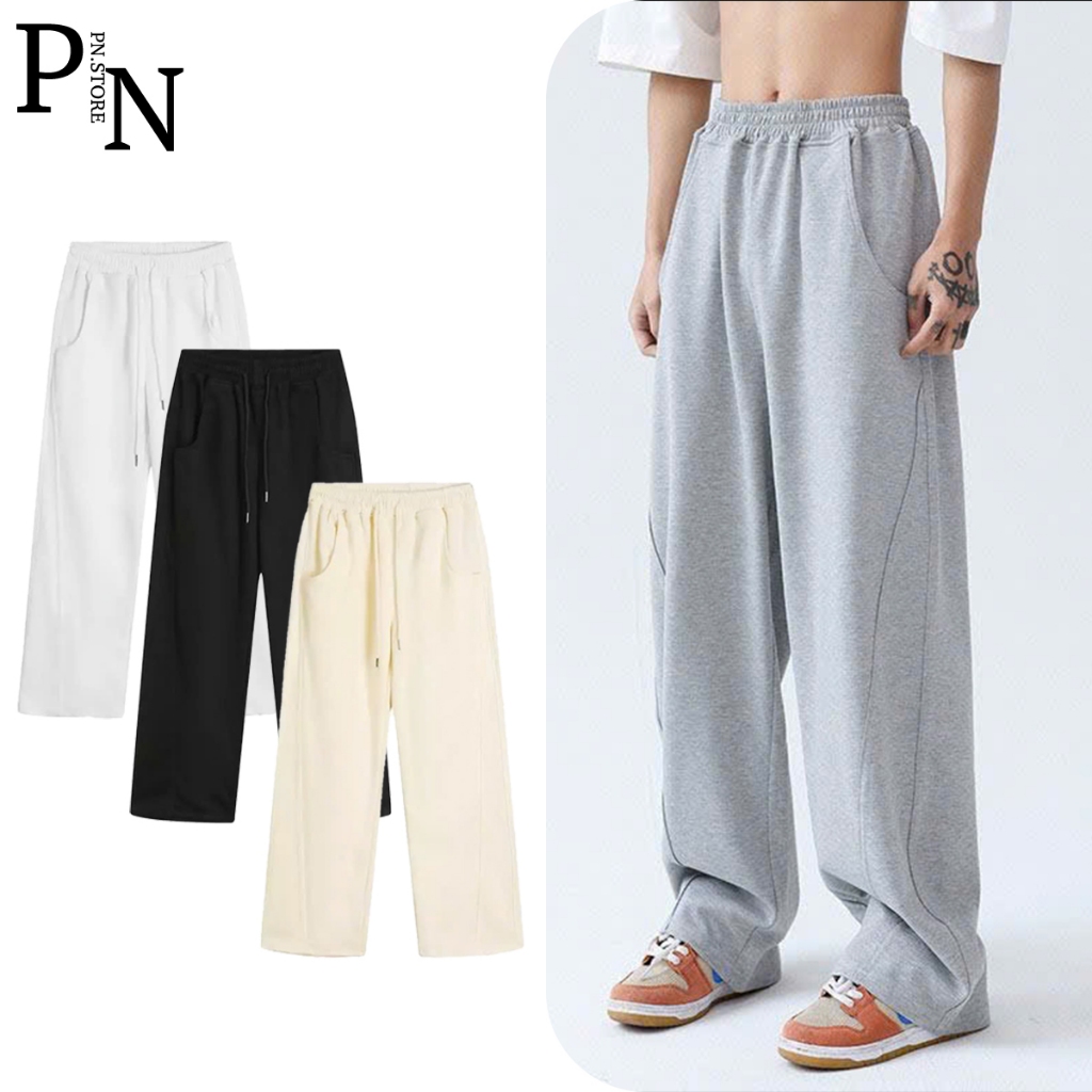 Quần Dài Form Rộng PN-STORE vải nỉ 2da Track Pants Unisex Nam Nữ Local Brand Đứng Form Co Giãn Tốt Menswear Đen Q2DA