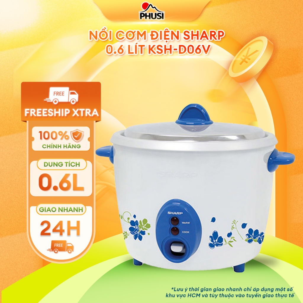 Nồi cơm điện Sharp 0.6 lít KSH-D06V (Màu ngẫu nhiên)