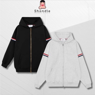 Áo Khoác Hoodie Thom Browne Zip Dây Đỏ Nón 2 lớp Chất Nỉ Chân Cua Dày Dặn Full Tag Mạc