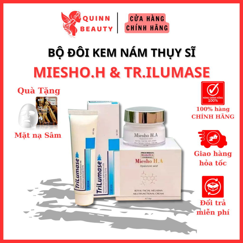 Combo giảm nám tàn nhang MIESHO H.A & TR.ILUMASE - Phục hồi nám tàn nhang MIESHO H.A & TR.ILUMASE - QUINN BEAUTY STORE