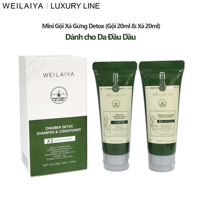 [Da Đầu Dầu] Set Dùng Thử Gội Xả Gừng Xanh Detox Weilaiya Luxury Hỗ Trợ Mọc Tóc (Gội 20ml; Xả 20ml)