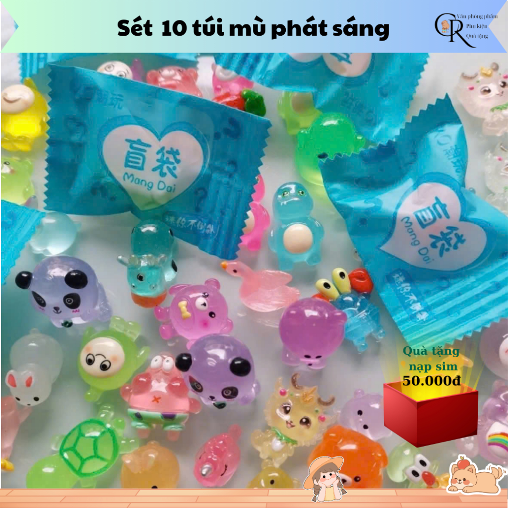 Combo 10 túi mù moi phát sáng, túi mù phát sáng lớn, đồ chơi dạ quang phát sáng, túi mù lớn, túi mù 