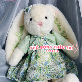   HỎA TỐC  Gấu Bông Thỏ Xanh Thêu Tai Theo Yêu Cầu - Quà tặng trẻ em sinh nhật người yêu - Gấu Bông Xinh Rosaria 