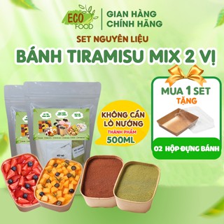 Set làm bánh Tiramisu mix vị matcha, socola, dâu tây, xoài, ngon chuẩn Ý, tặng kèm hộp giấy Kraft