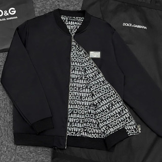 Đôn Chề| Áo khoác bomber gió nam nữ Dolce thêu logo phối lót gió in vân chữ, Áo bomber gió hai lớp nam nữ