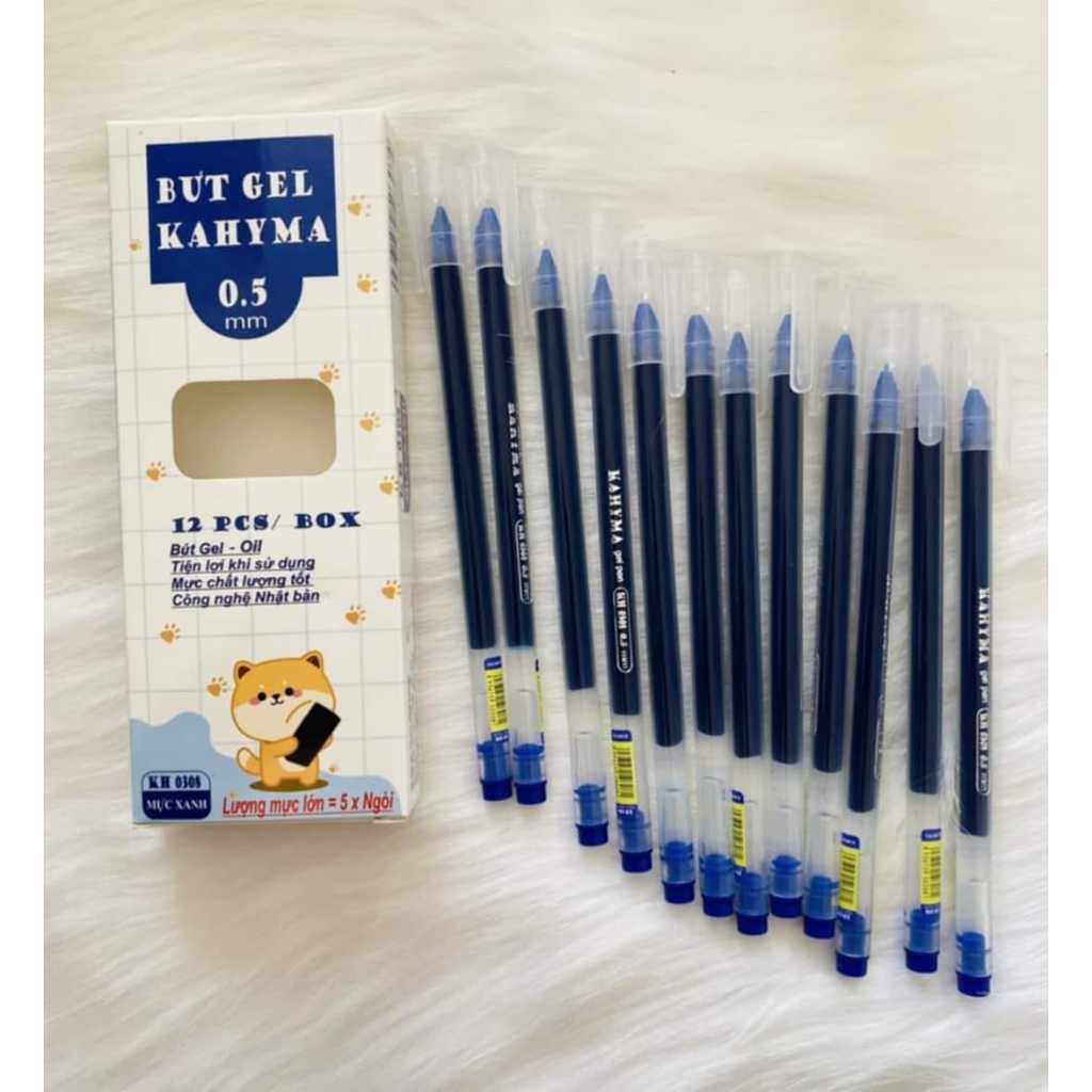Bút GEL Kahyma hộp 12 cây, mực hộp 30 ống