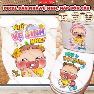 Miếng Dán Decal Trang Trí Bồn Cầu Toilet  Decal Quỳnh Aka Trang Trí Nhà Tắm, Nhà Vệ Sinh Dễ Lau Chùi, Chống Nước, Bền