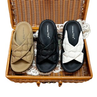 Dép Đế Bằng Miu Miu Quai Chéo Da Mờ Chần Chỉ Siêu Êm Fullbox cao Cấp 3002