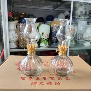 Cặp đèn dầu thủy tinh chân trụ