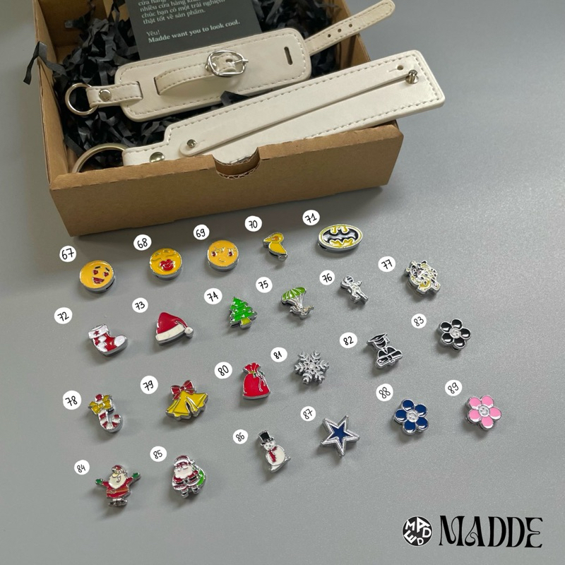 Bảng 3 - [ SHIP TỪ 2 CHARM ] charm gài gắn Tag Leather 8mm madde/ quà tặng