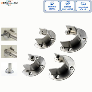 Giá đỡ chữ U, Giá đỡ ống tròn mặt bích INOX - Giá đỡ thanh treo quần áo, rèm cửa, phơi đồ nhà tắm