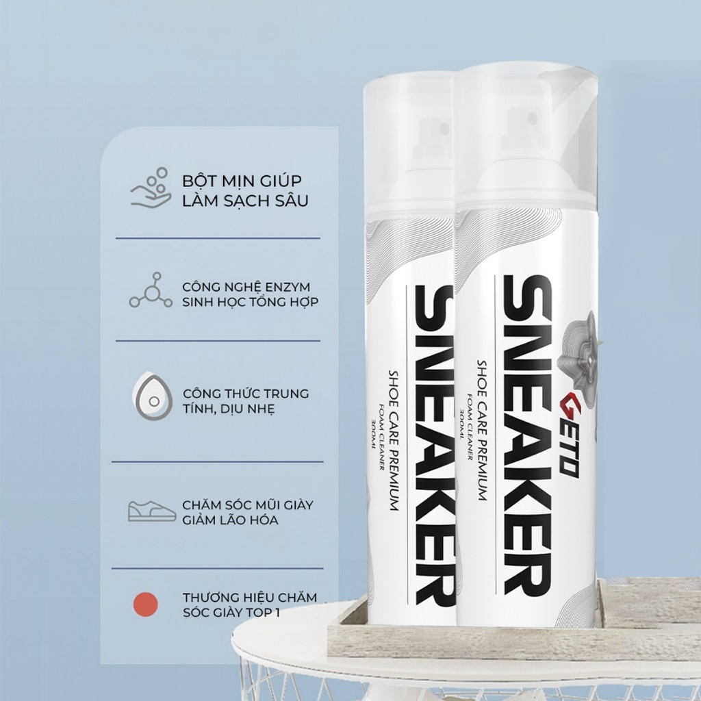 Bình XỊt Bọt Vệ Sinh Giày Sneaker Geto Aikomi 300ml