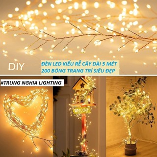 DÂY ĐÈN LED KIỂU RỄ CÂY trang trí màu vàng ấm Đủ màu DÀI 5 MÉT CÓ HỘP CHỈNH CHỚP