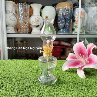 Cặp đèn dầu thủy tinh chân trụ