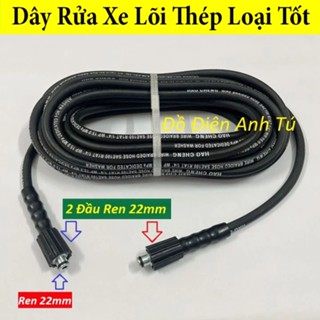 Dây rửa xe lõi thép 10M,15M,20M cho máy bơm xịt rửa áp lực cao Ren Trong 22mm