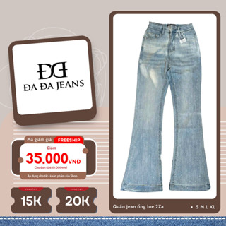 Quần jean ống loe 2Za nữ ĐA ĐA JEANS siêu tôn dáng thiết kế đính full đá kim tuyến
