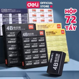 Hộp 72 Gôm Tẩy Bút Chì 2B 4B Deli Tẩy Siêu Sạch Ít Vụn Không Mòn Giấy Phù Hợp Cho Học Sinh Văn Phòng