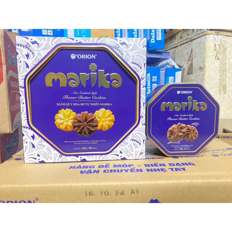 Bánh Quy Hoa Bơ Orion Marika Bơ Tươi Hộp Thiếc 180g/432g