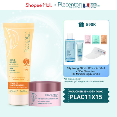 Bộ đôi sản phẩm chống lão hóa bảo vệ da Placentor Anti-Age spf50+ pa++++