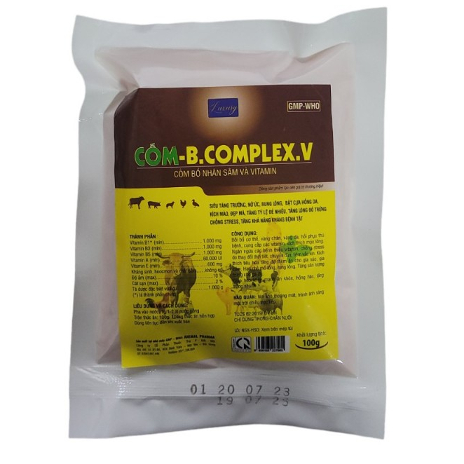 Bcomplex cốm nhân sâm 100g, giúp bóng lông mượt da, cung cấp vitamin