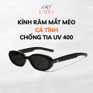 Kính mát nam nữ Latio, kính râm cá tính chống tia UV màu đen tinh tế, nổi bật gu thẩm mỹ đáo, chất liệu TR90 - KM142