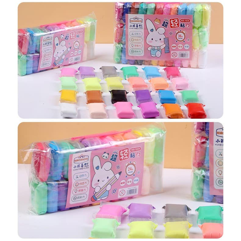 đất nặn tự khô,Đất sét tự khô Nhật 12/36 màu an toàn nặn hình cao cấp siêu nhẹ dành cho bé