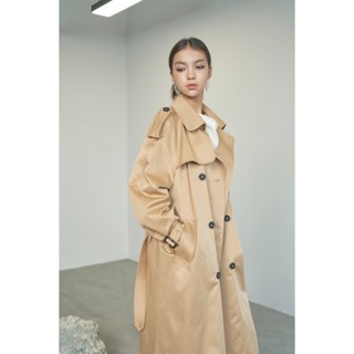 Áo măng tô LARISSA dáng dài, thắt lưng eo to bản KHÂU BY CQ