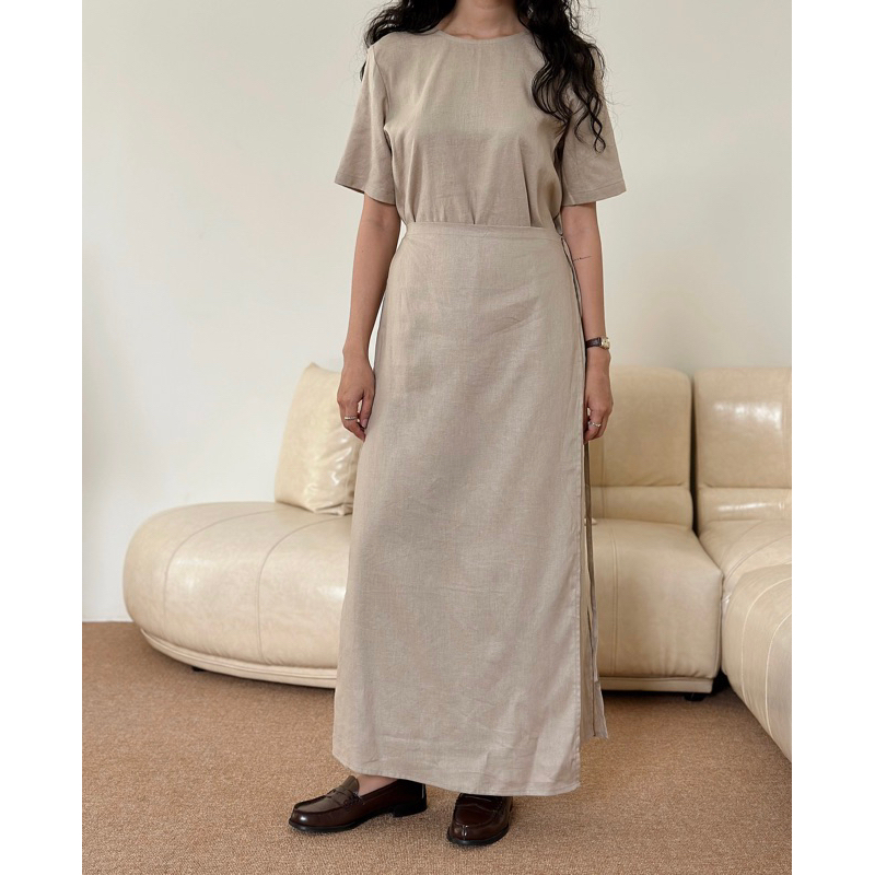 Đầm linen tà đắp chéo - ĐJ17