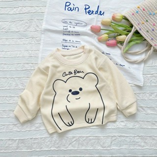  Áo Dài Tay Áo Thu Đông In Chữ CUTE BEAR Cho Bé Trai Bé Gái Chất Tổ Ong Từ 8-27kg - Minminbaby-Kids 
