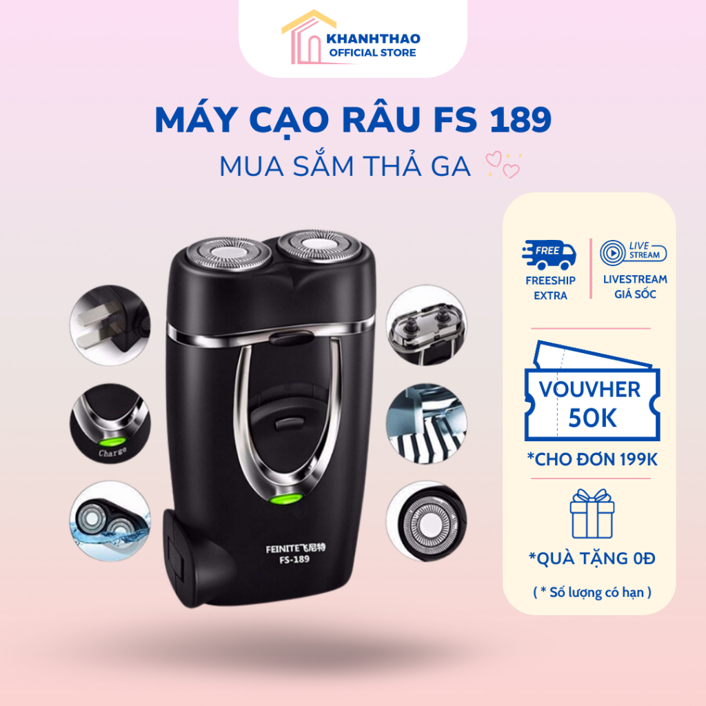 Máy Cạo Râu Thông Minh FS-189 Lưỡi Dao Kép Tự Làm Sắc Sử Dụng Pin Sạc Chống Nước Cao Cấp