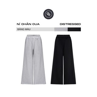 BadChoices | Quần dài suông NỈ chân cua Distressed phối rách StreetStyle