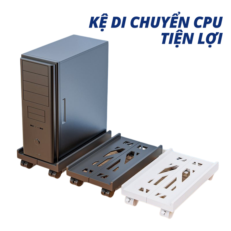 Kệ Để CPU, Kệ bánh xe di chuyển CPU, Chất Liệu Khung Nhựa cứng thanh co kéo Inox Tiện Dụng - DOCHOIT