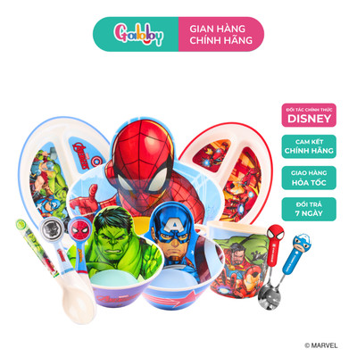 Tô, Bát, Đũa, Thìa, Khay Ăn Dặm Cho Bé Hình Siêu Anh Hùng Spiderman, Captain, Hulk, Thor Chất Liệu Nhựa Melamine Cao Cấp