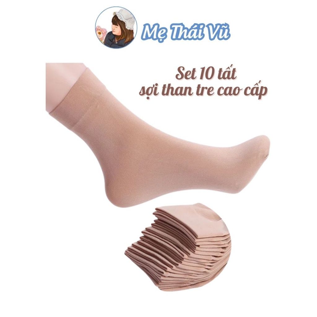 Combo 10 đôi tất sợi THAN TRE vớ da chân cho mẹ ở cữ thoải mái tránh mồ hôi…
