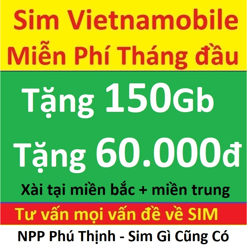 Sim data Vietnamobile Tặng 150gb, Miễn phí tháng đầu