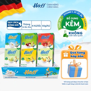 Thùng Sữa chua mix 6 vị Hoff bổ sung dinh dưỡng canxi kẽm vitamin chất xơ hỗ trợ hệ tiêu hóa thùng 12 lốc (48 hộp x 55g)
