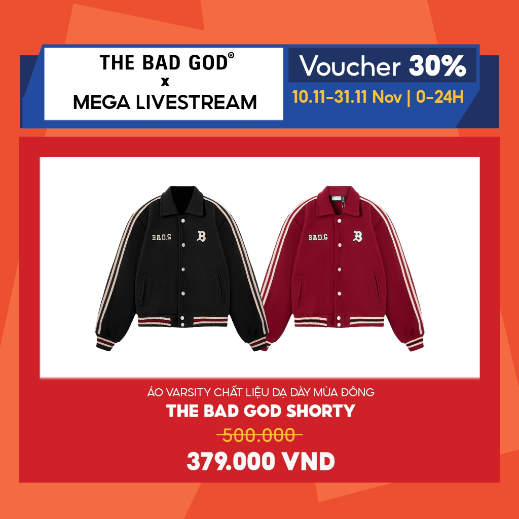 Áo khoác varsity chất liệu dạ dày mùa đông The Bad God Shorty