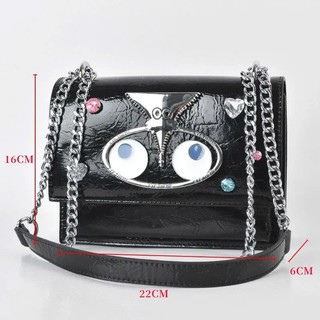 【 EYETHEME 】Túi Nắp Gập Đeo Chéo Logo Con Mắt  2436 - EYE Foldable Mirrored Leather Bag