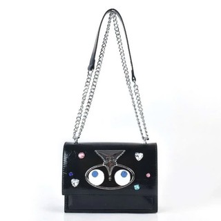 【 EYETHEME 】Túi Nắp Gập Đeo Chéo Logo Con Mắt  2436 - EYE Foldable Mirrored Leather Bag