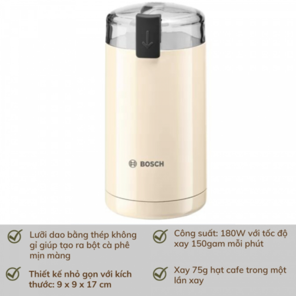 Máy xay cafe cầm tay Bosch TSM6A017C màu kem