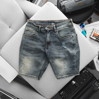 Quần short bò nam jean co dãn big size từ 55-130kg in hoạ tiết ôm dáng ngang gối hàng VNXK xịn